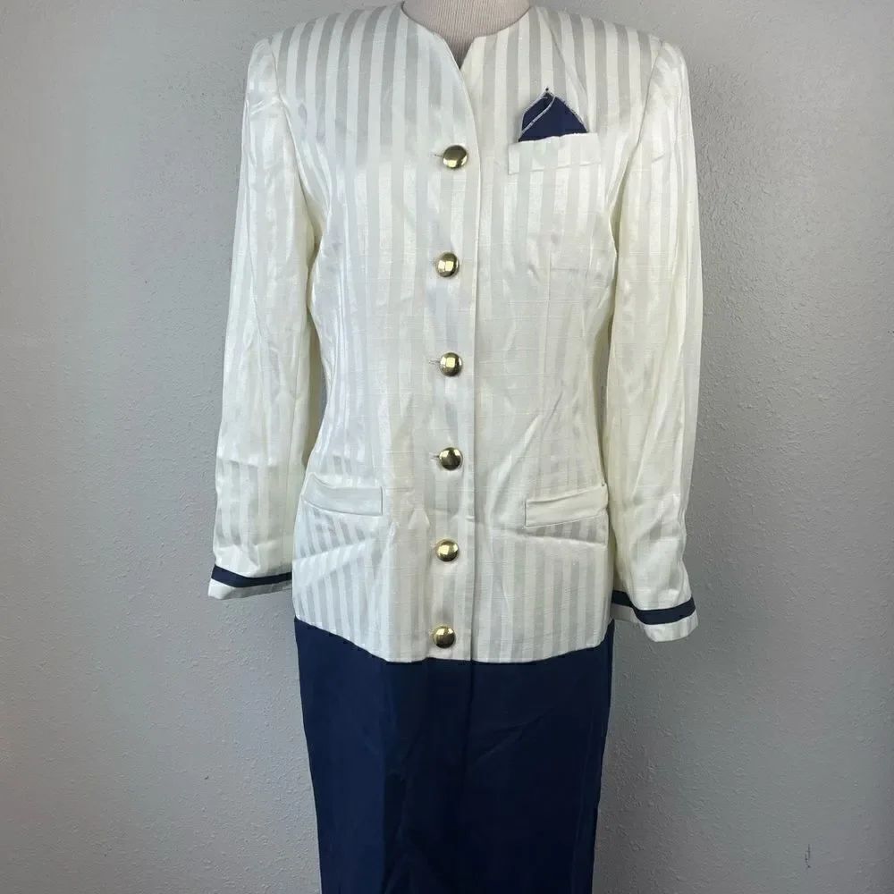 Vintage Leslie Fay Womens Sailor Dress Size 10